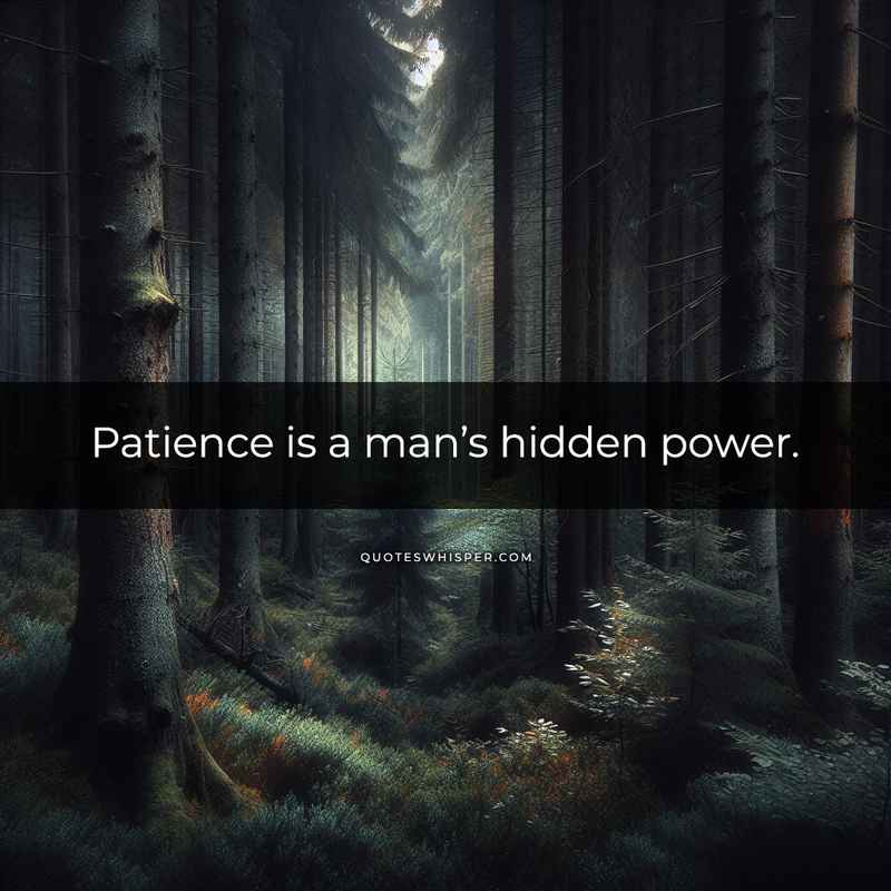 Patience is a man’s hidden power.