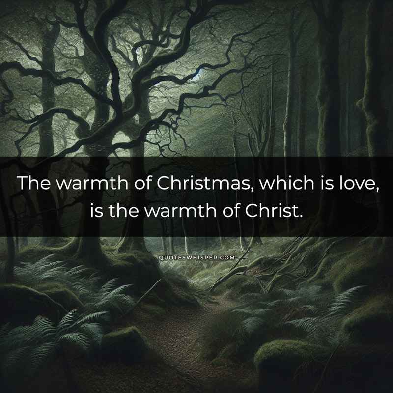 The warmth of Christmas, which is love, is the warmth of Christ.