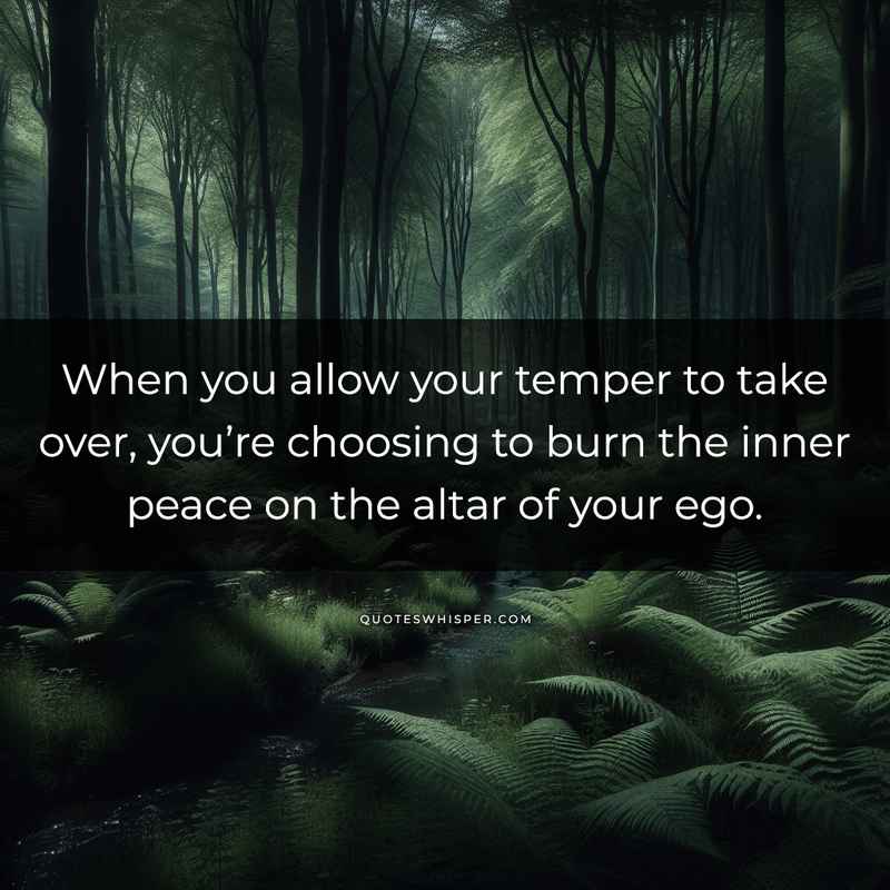 When you allow your temper to take over, you’re choosing to burn the inner peace on the altar of your ego.