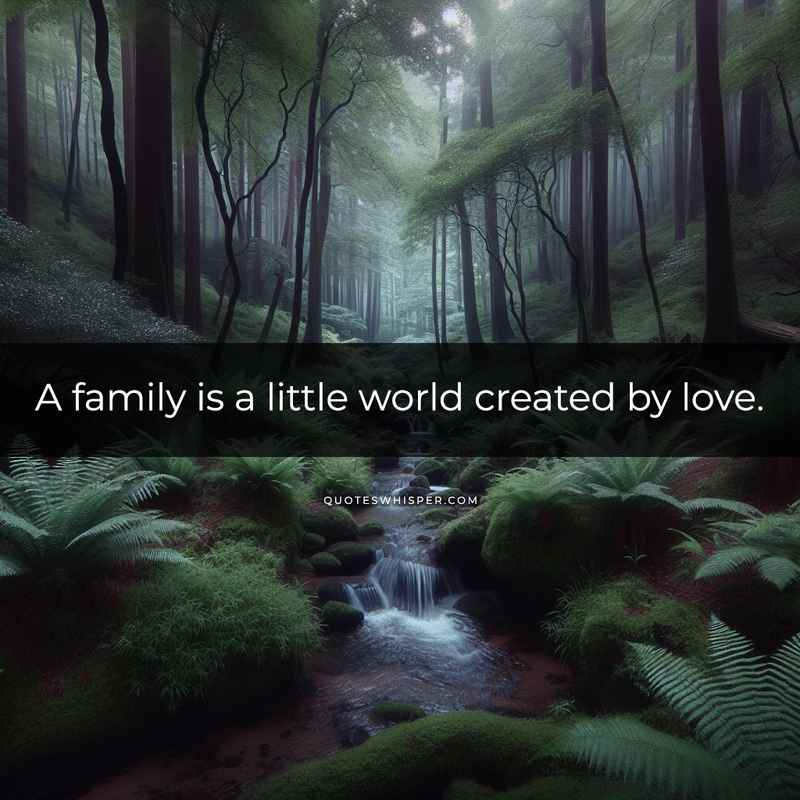 A family is a little world created by love.