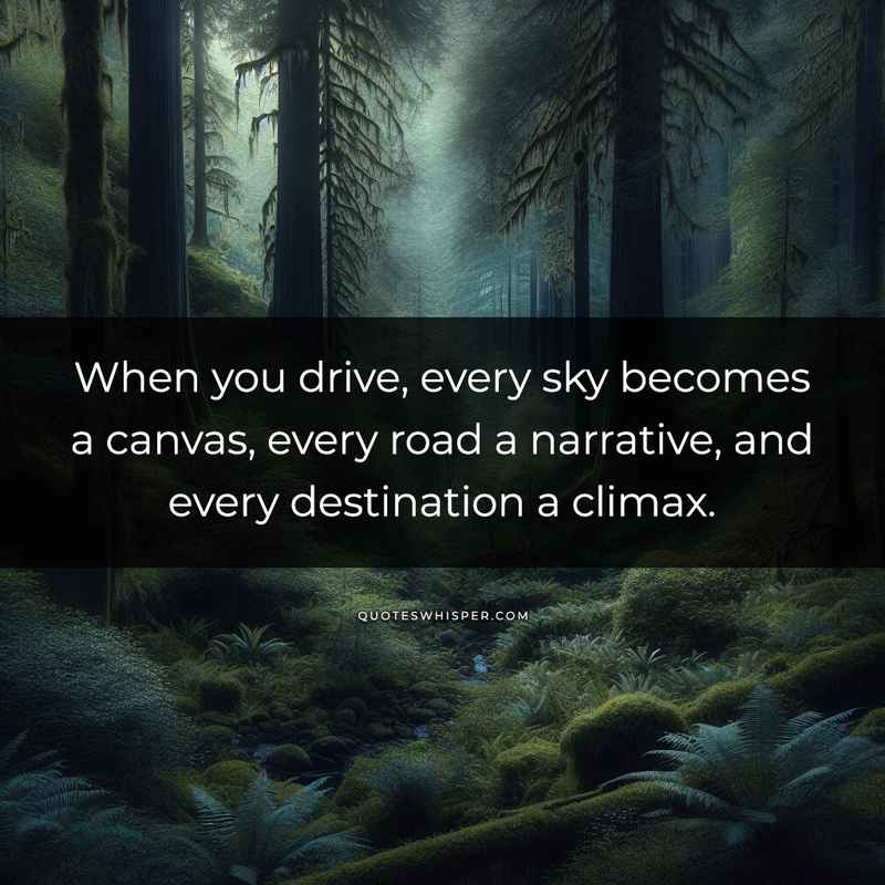 When you drive, every sky becomes a canvas, every road a narrative, and every destination a climax.