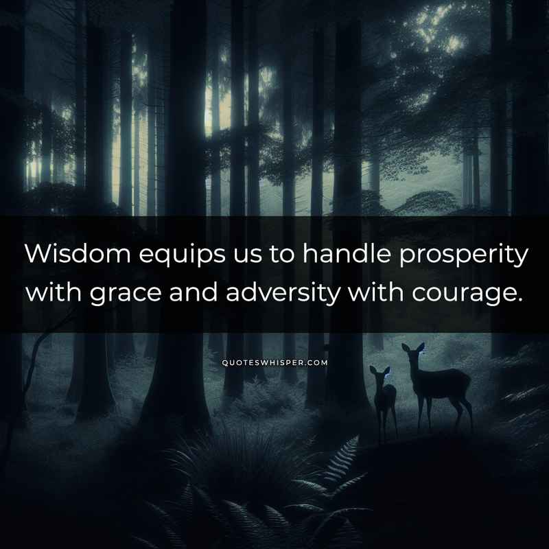 Wisdom equips us to handle prosperity with grace and adversity with courage.