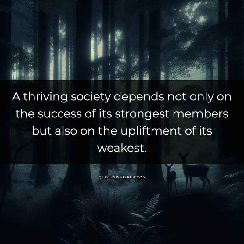A thriving society depends not only on the success of its strongest members but also on the upliftment of its weakest.