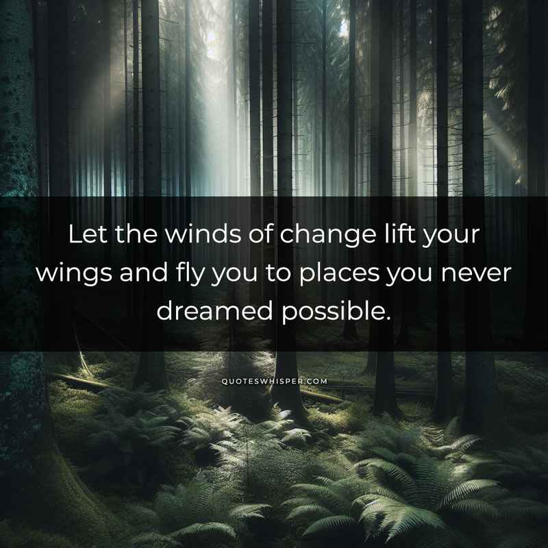 Let the winds of change lift your wings and fly you to places you never dreamed possible.