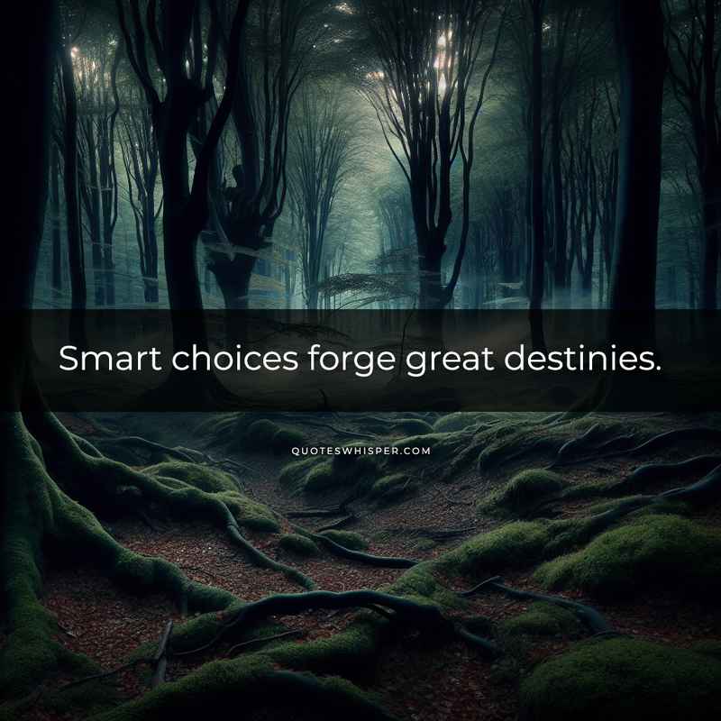 Smart choices forge great destinies.