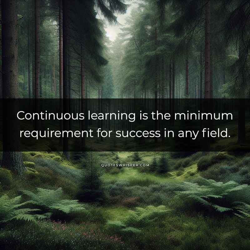 Continuous learning is the minimum requirement for success in any field.