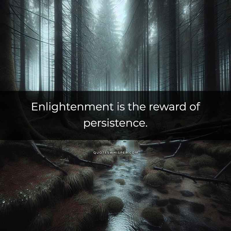 Enlightenment is the reward of persistence.