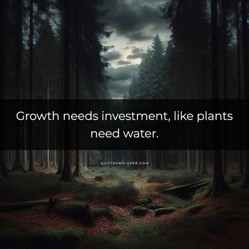 Growth needs investment, like plants need water.