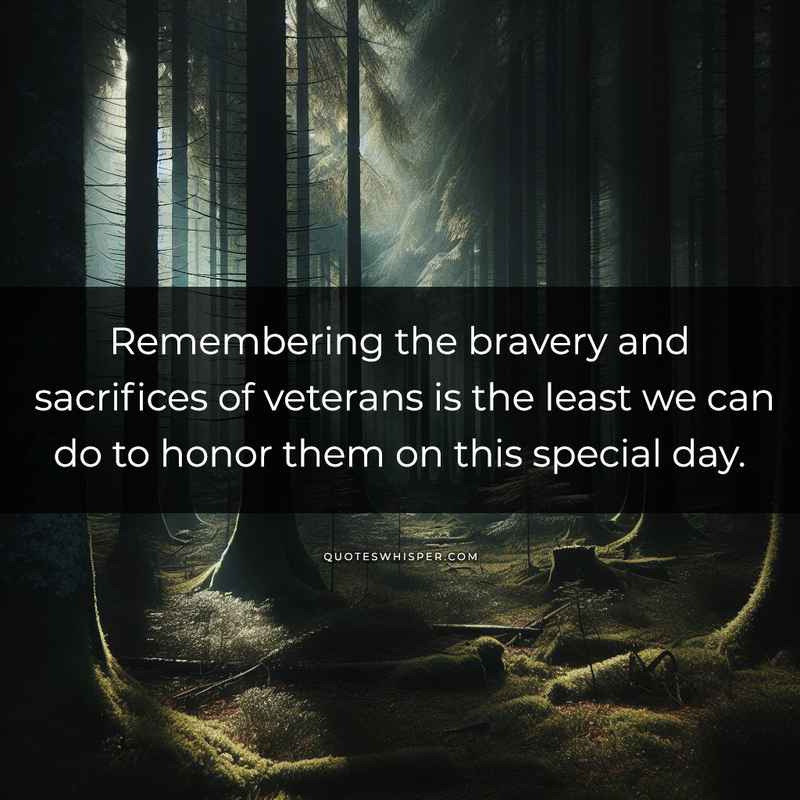 Remembering the bravery and sacrifices of veterans is the least we can do to honor them on this special day.