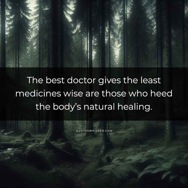 The best doctor gives the least medicines wise are those who heed the body’s natural healing.