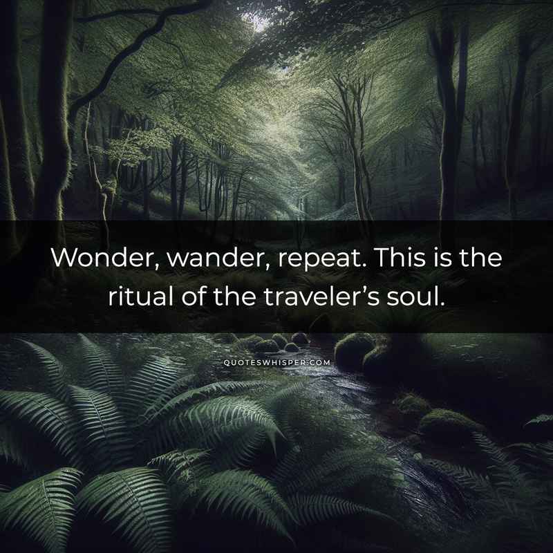 Wonder, wander, repeat. This is the ritual of the traveler’s soul.