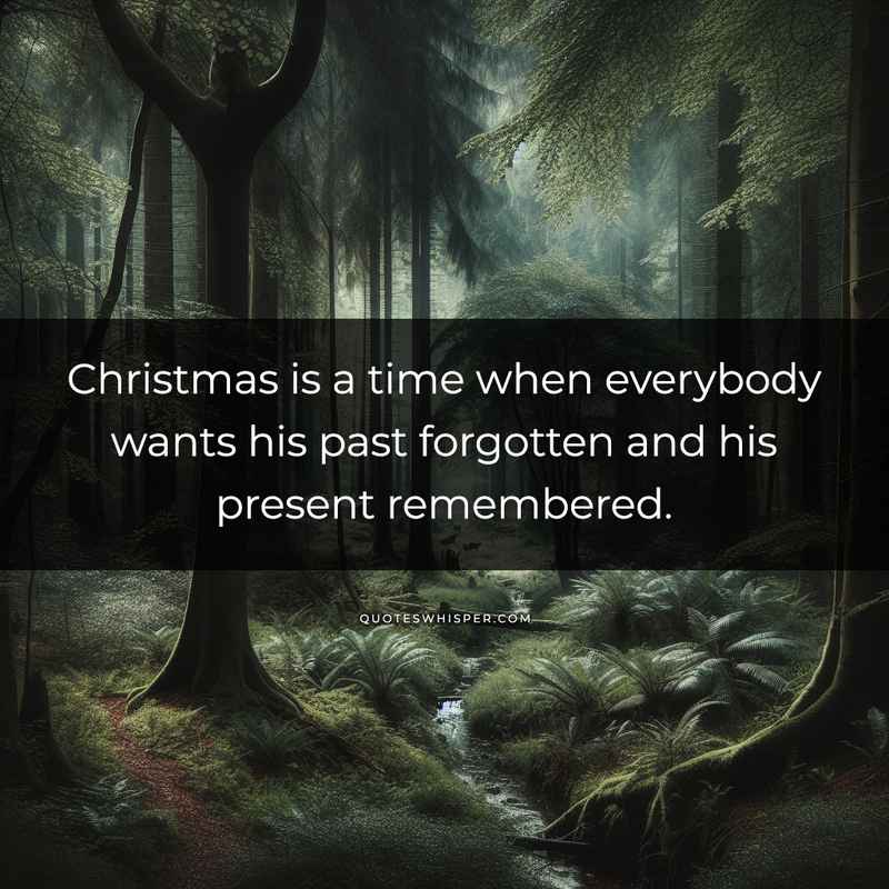 Christmas is a time when everybody wants his past forgotten and his present remembered.