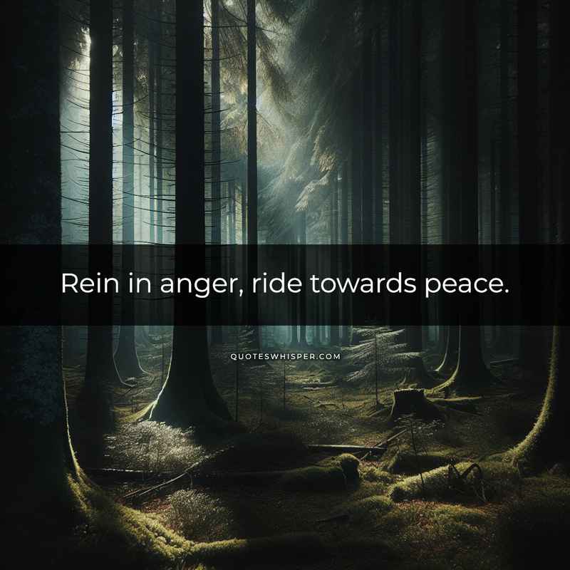 Rein in anger, ride towards peace.