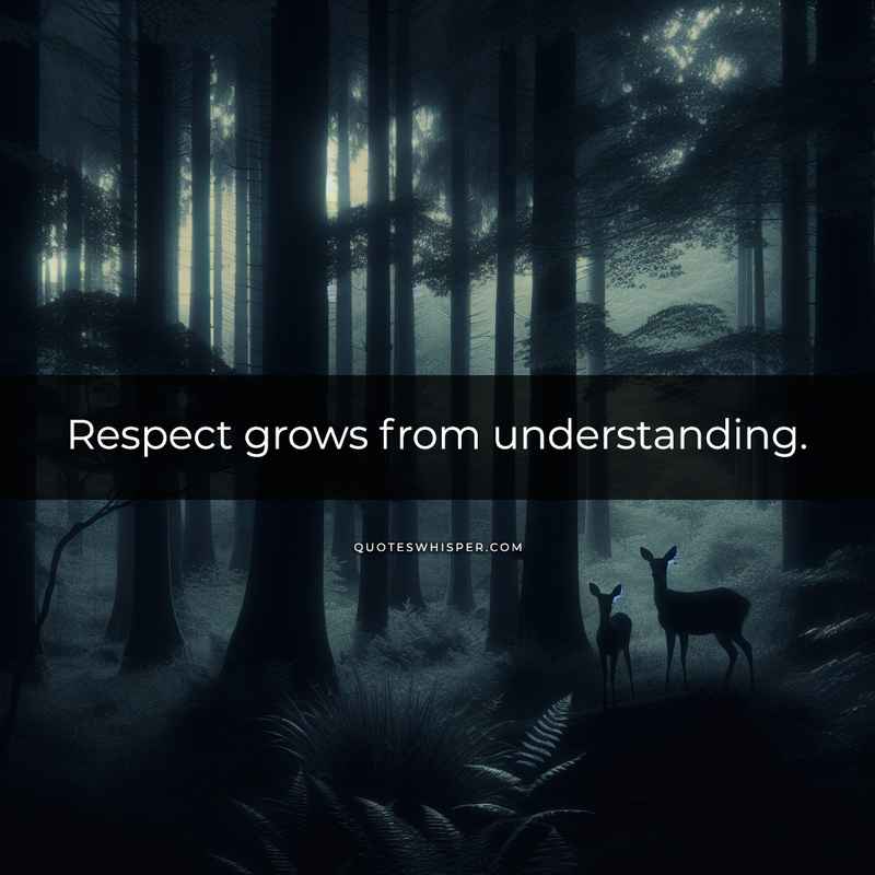 Respect grows from understanding.