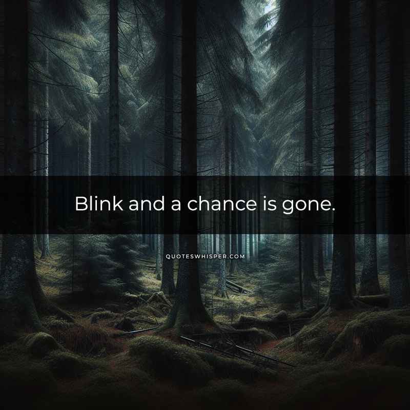 Blink and a chance is gone.