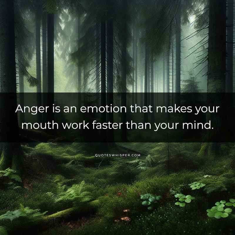 Anger is an emotion that makes your mouth work faster than your mind.
