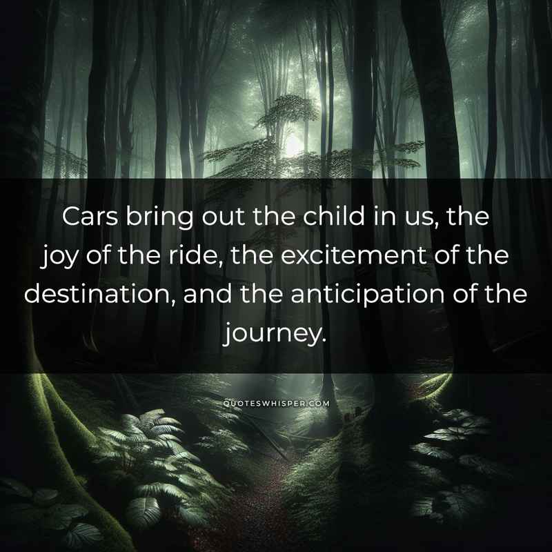 Cars bring out the child in us, the joy of the ride, the excitement of the destination, and the anticipation of the journey.