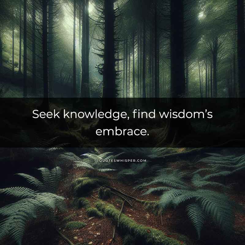 Seek knowledge, find wisdom’s embrace.