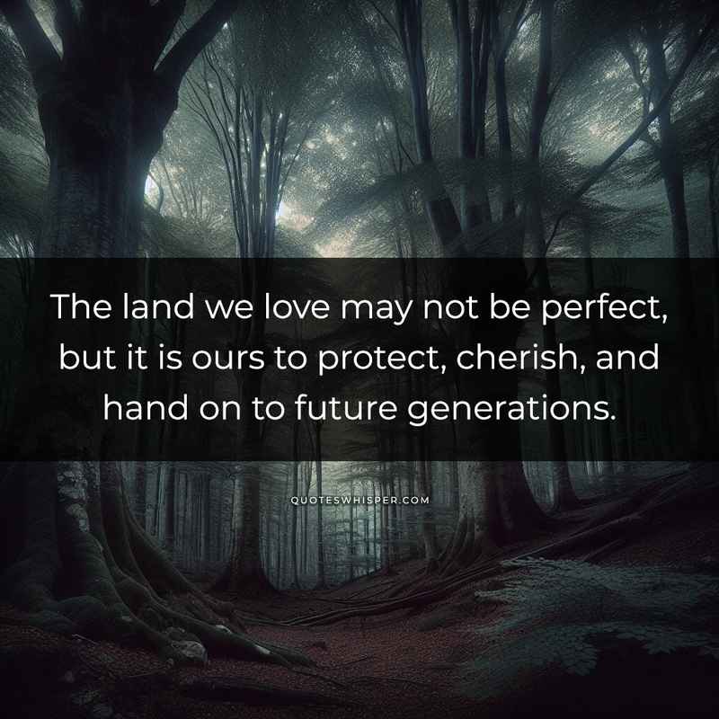 The land we love may not be perfect, but it is ours to protect, cherish, and hand on to future generations.