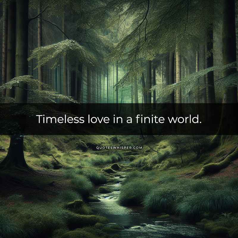 Timeless love in a finite world.