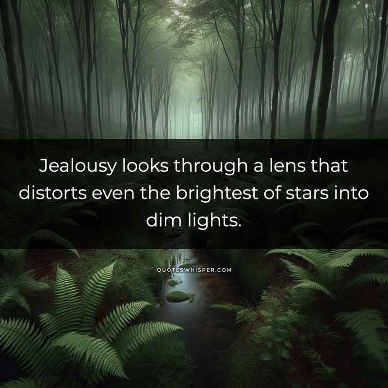 Jealousy looks through a lens that distorts even the brightest of stars into dim lights.