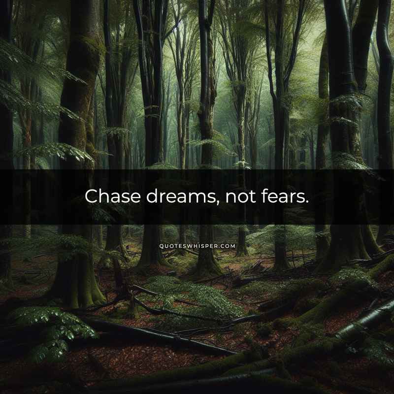 Chase dreams, not fears.