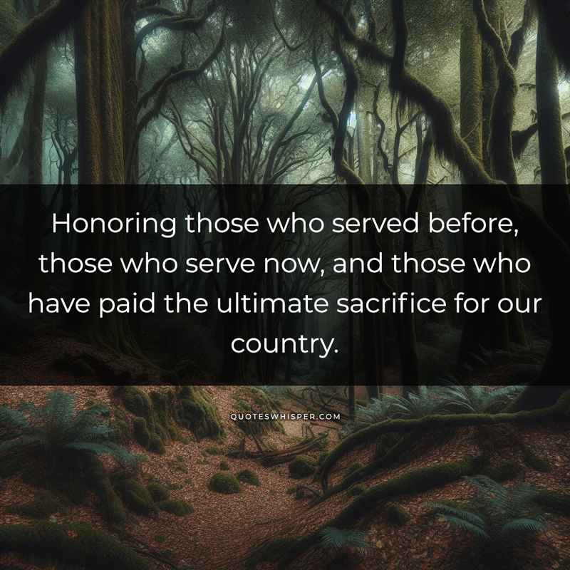 Honoring those who served before, those who serve now, and those who have paid the ultimate sacrifice for our country.
