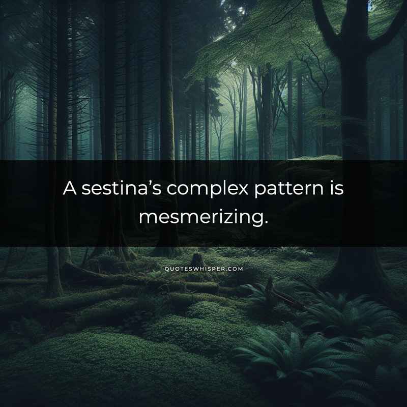 A sestina’s complex pattern is mesmerizing.
