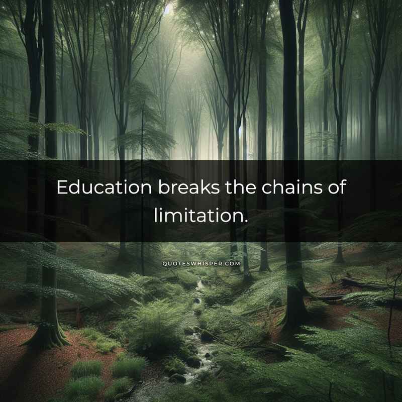 Education breaks the chains of limitation.