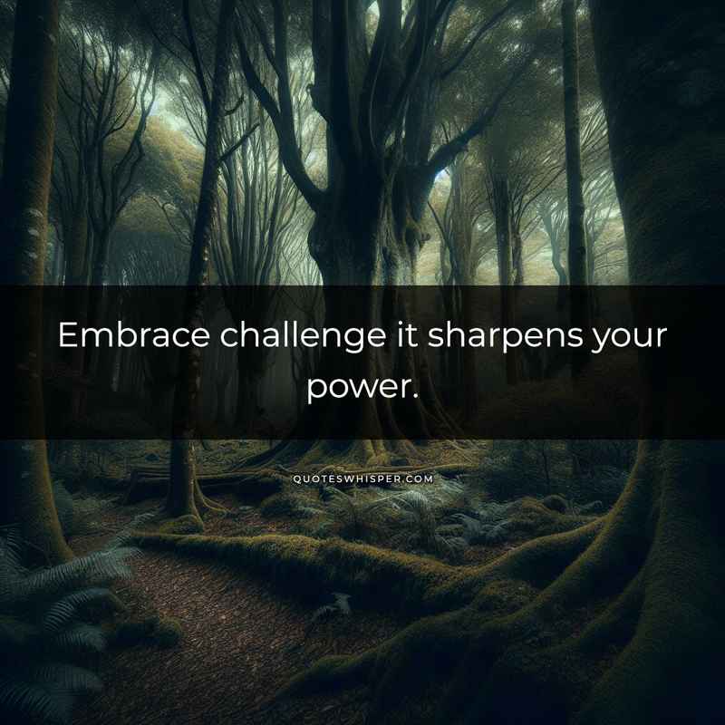 Embrace challenge it sharpens your power.