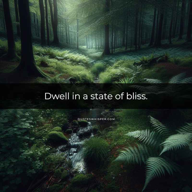 Dwell in a state of bliss.