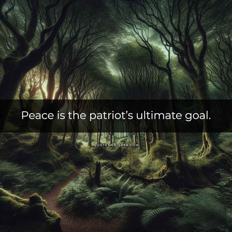 Peace is the patriot’s ultimate goal.