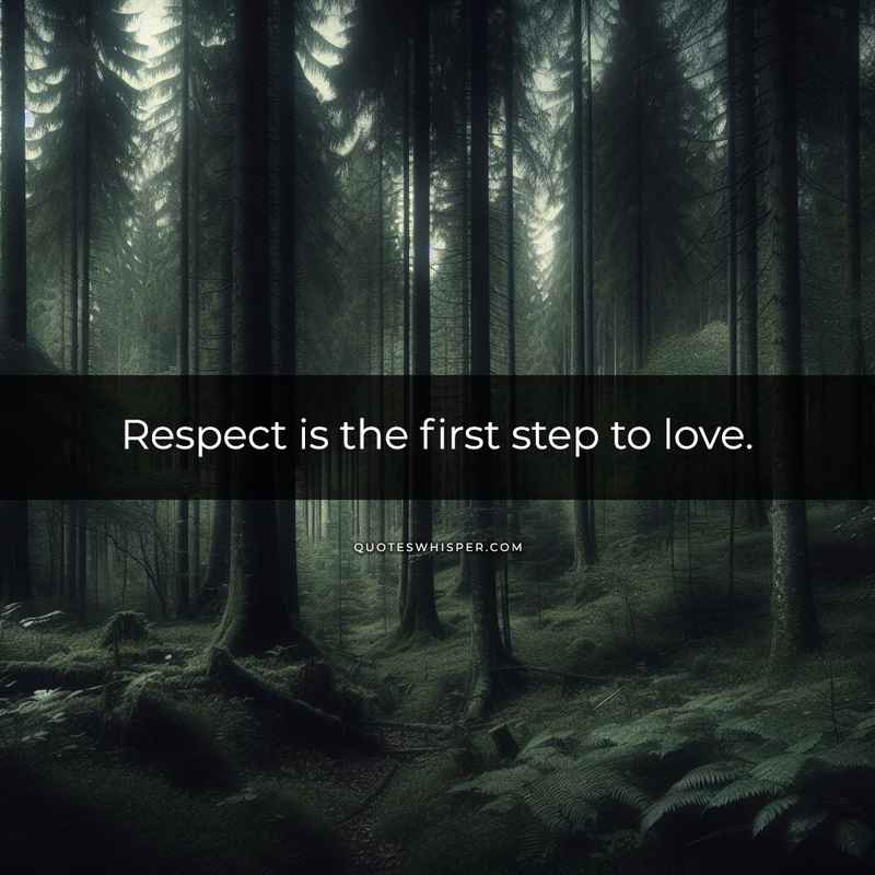 Respect is the first step to love.